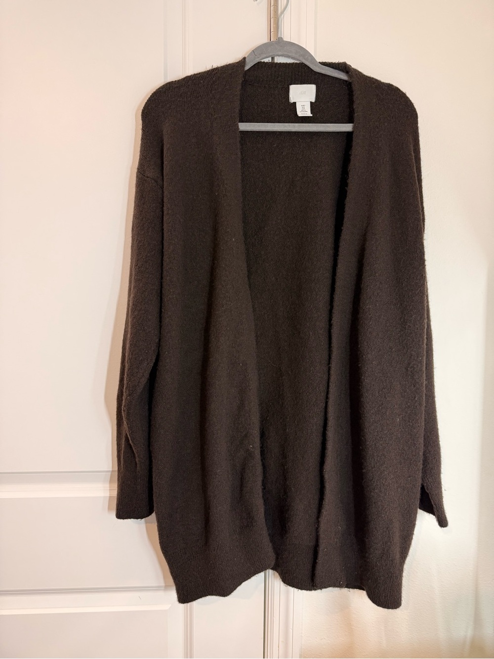 H&M Open-Front Brown Knit Cardigan